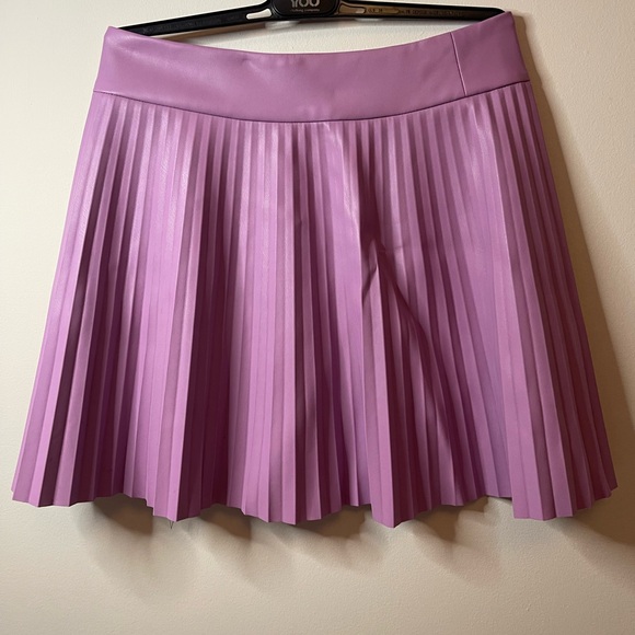 Lavender Pleated Mini Skirt with Button Detail - Picture 4 of 8